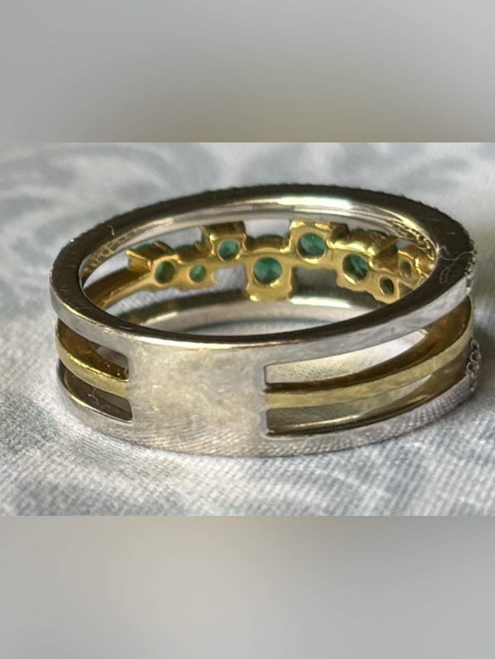 Simon G Tempera 18K Two-Tone Gold Natural Emerald Diamond Halo Ring 7.5 w/ Box - Picture 5 of 7